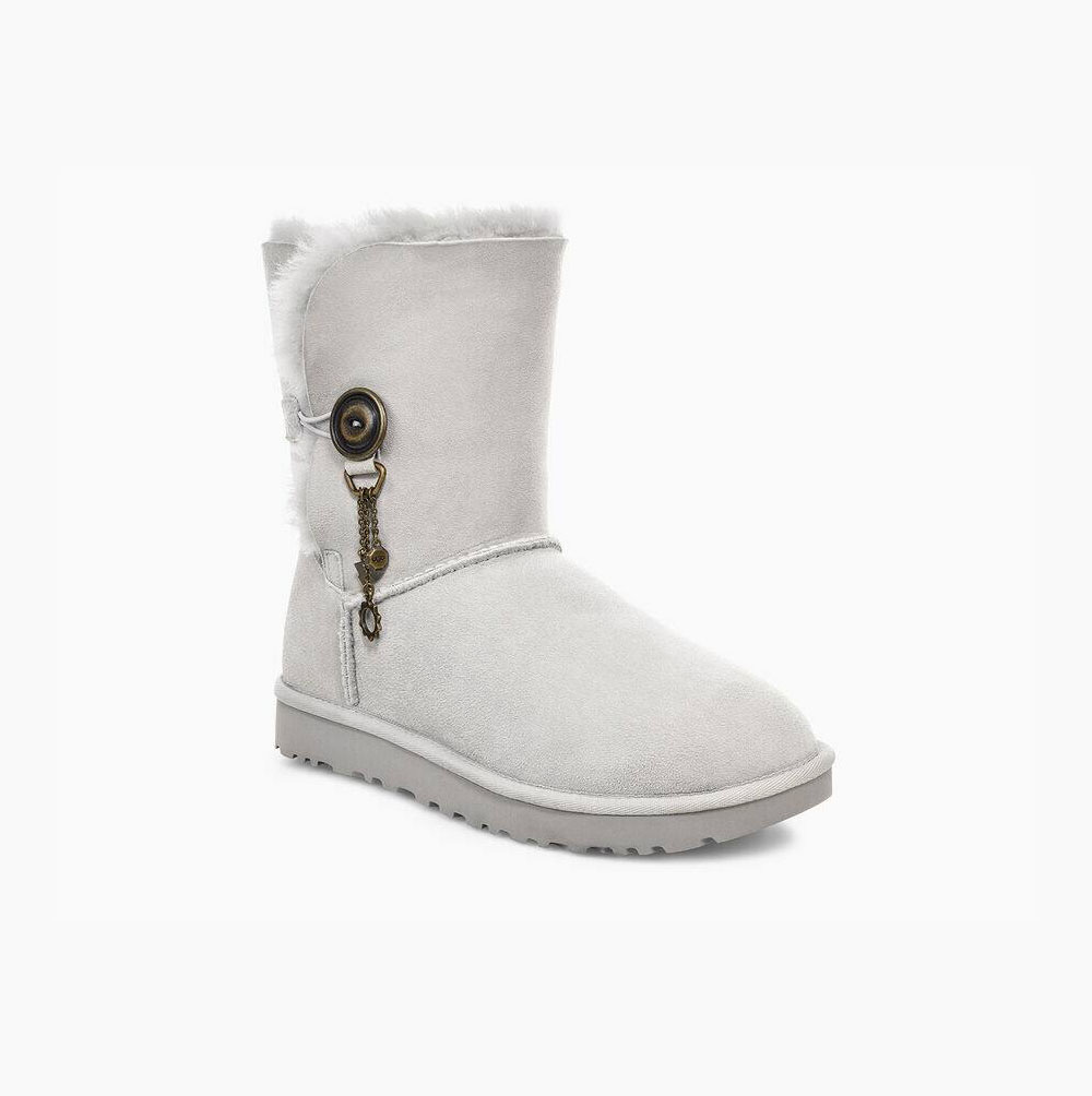 UGG Azalea Charm Button Button Boots Damen Grau Lila Schweiz | 93AOO7KH