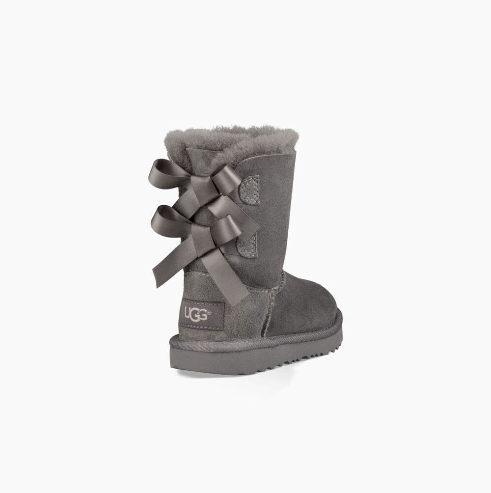 UGG Bailey Bow II Bow Boots Kinder Grau Schweiz | EQE6B934