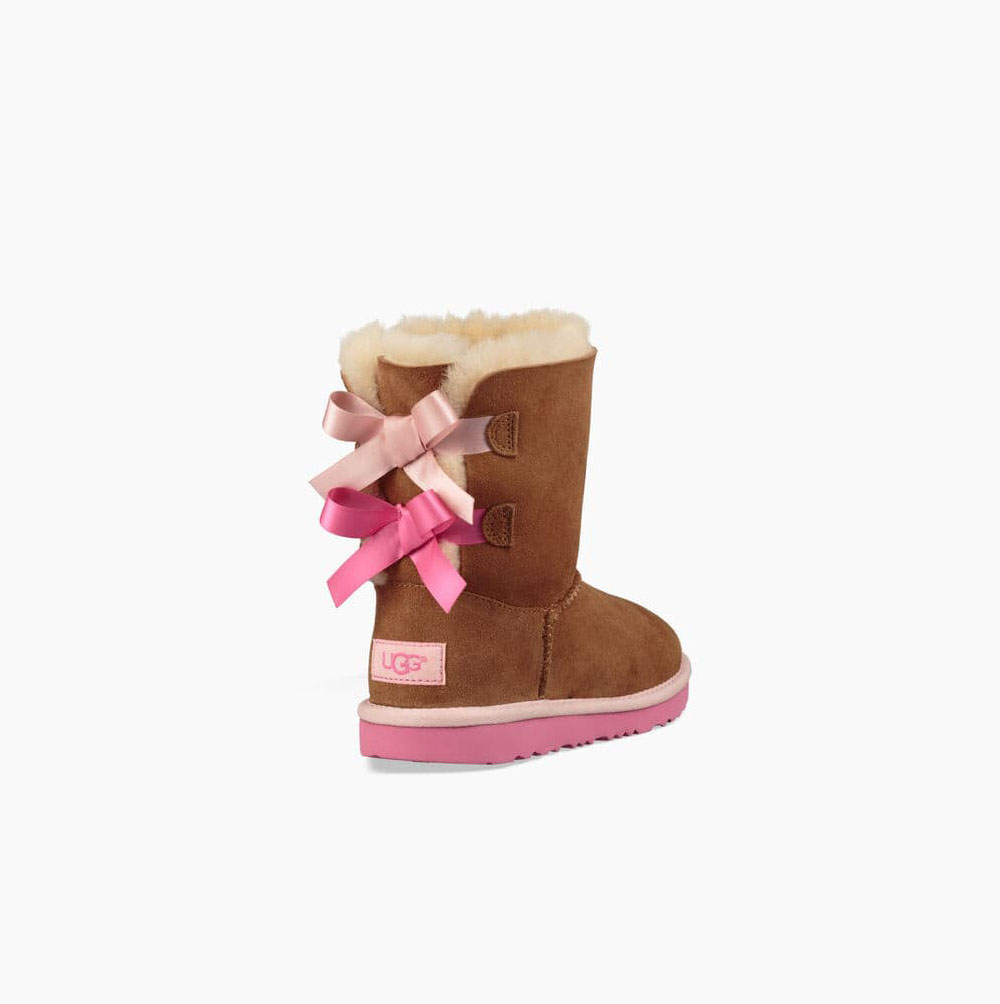 UGG Bailey Bow II Bow Boots Kinder Rosa Braun Schweiz | 01NCCF9D