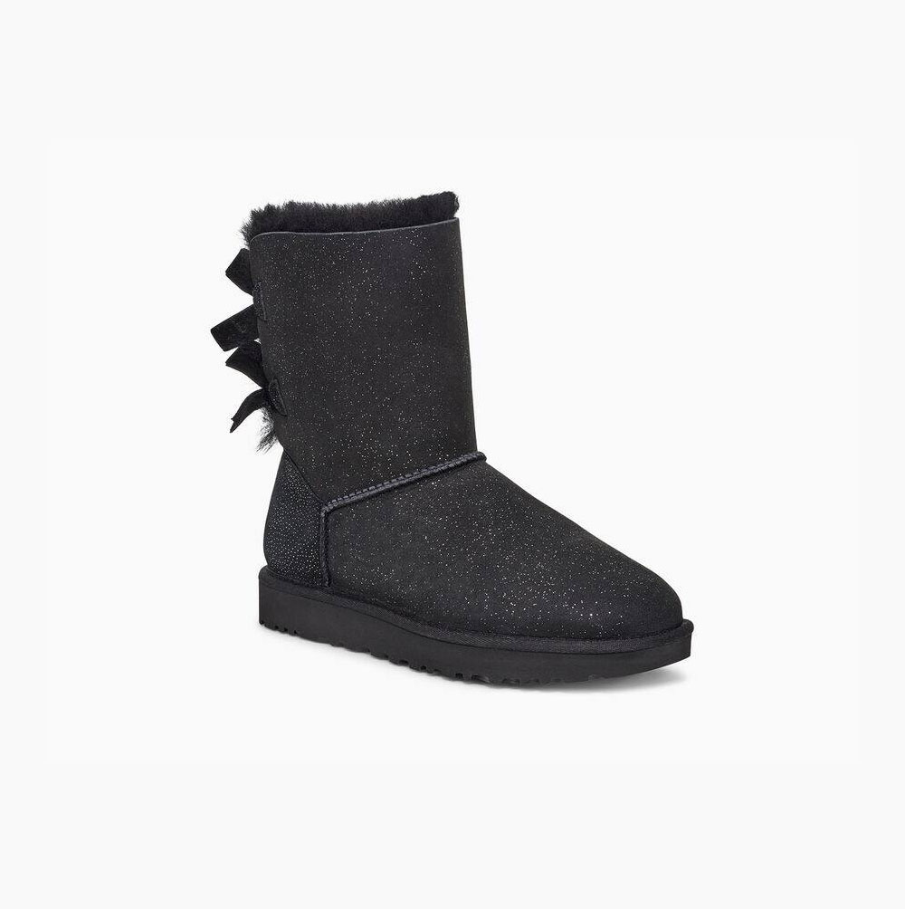 UGG Bailey Bow II Twinkle Bow Boots Damen Schwarz Schweiz | AYTXW6UG