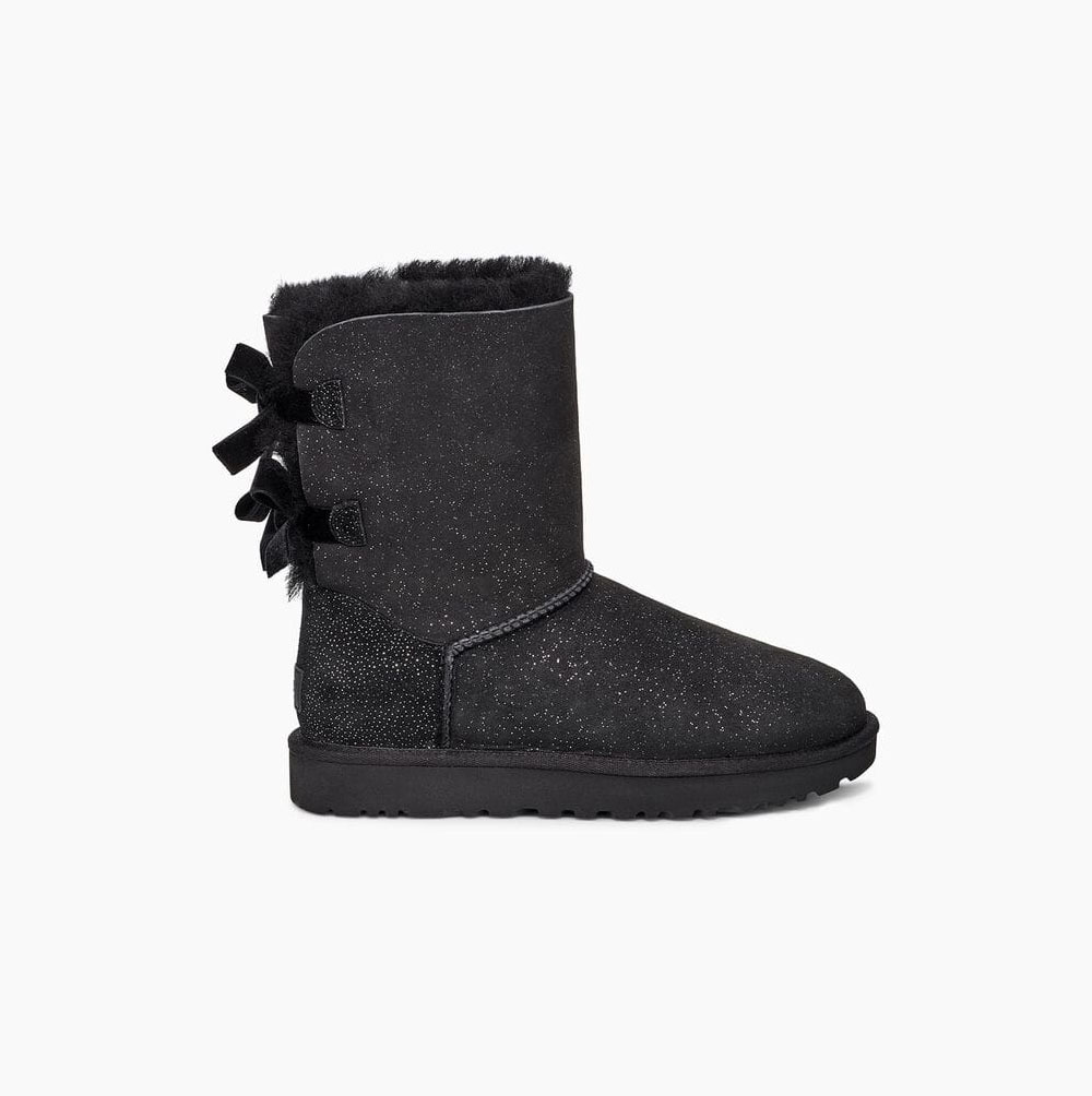 UGG Bailey Bow II Twinkle Bow Boots Damen Schwarz Schweiz | AYTXW6UG