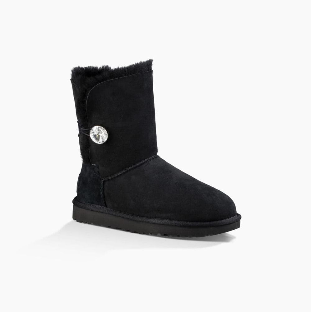 UGG Bailey Button Bling Button Boots Damen Schwarz Schweiz | A073R914