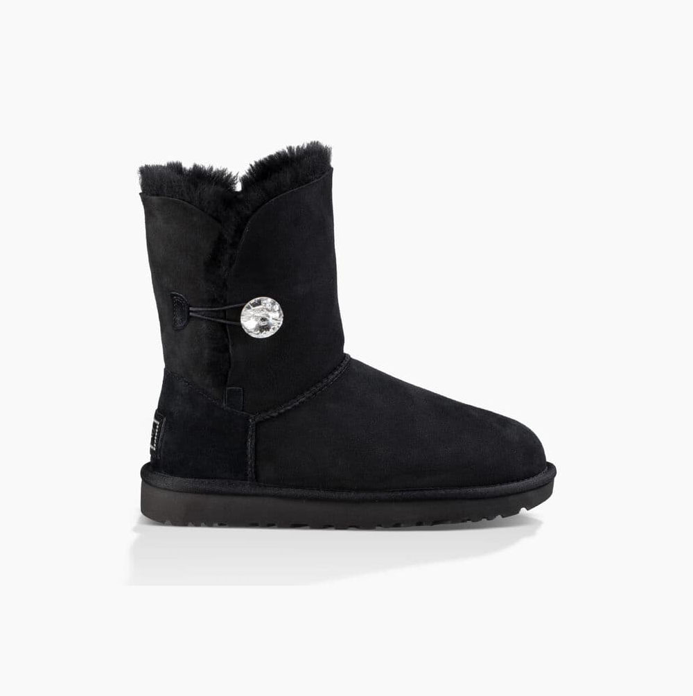 UGG Bailey Button Bling Button Boots Damen Schwarz Schweiz | A073R914