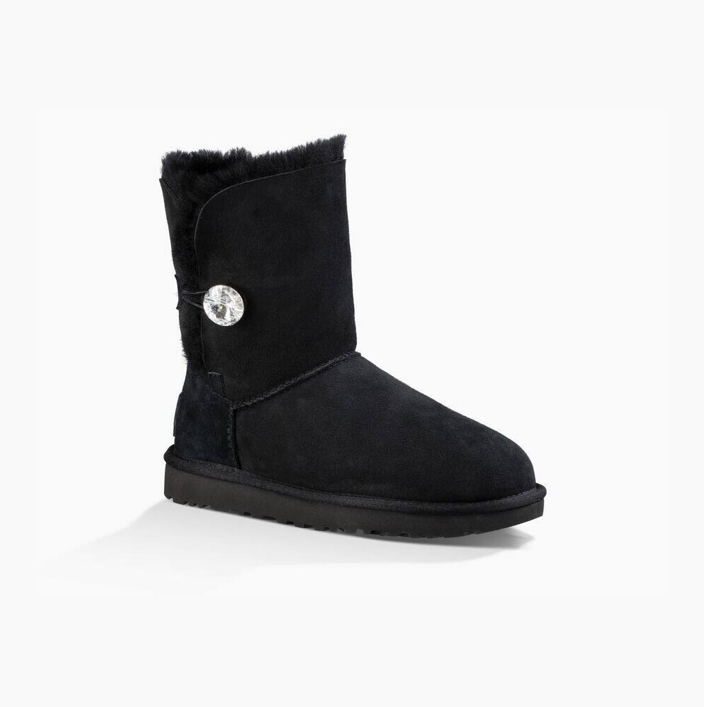 UGG Bailey Button Bling Button Boots Damen Schwarz Schweiz | GYK3WLG3