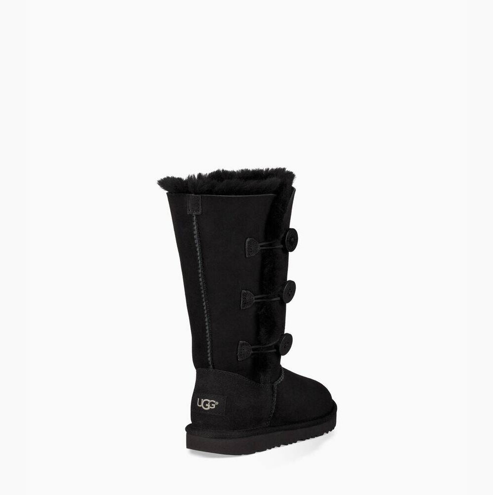 UGG Bailey Button II Triplet Button Boots Kinder Schwarz Schweiz | AL1WUKYH