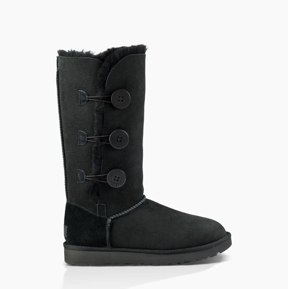 UGG Bailey Button Triplet II Button Boots Damen Schwarz Schweiz | WQQ1V7P8