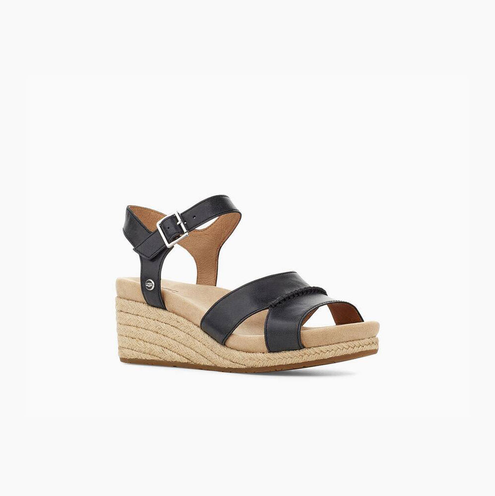 UGG Berryessa Keilabsatz Sandalen Damen Schwarz Schweiz | 9EROYEJO