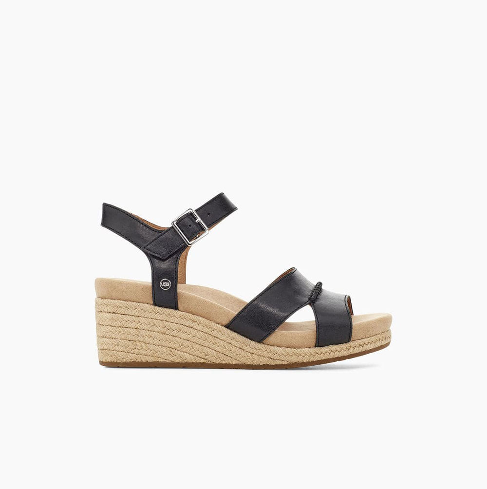 UGG Berryessa Keilabsatz Sandalen Damen Schwarz Schweiz | 9EROYEJO