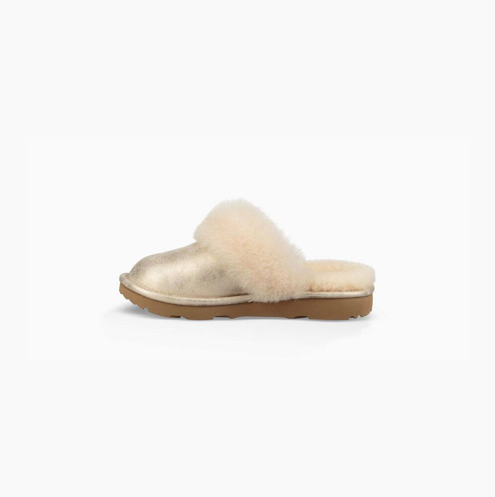 UGG Cozy II Metallic Hausschuhe Kinder Gold Schweiz | QYIOYVY9