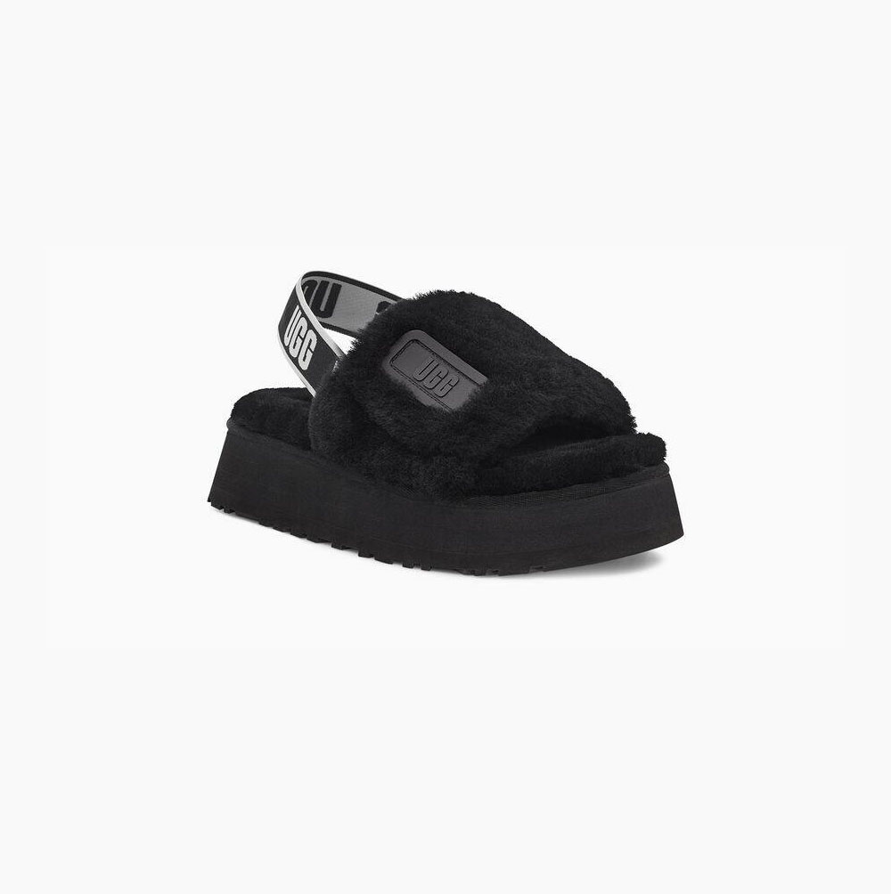 UGG Disco Badelatschen Hausschuhe Plateau Damen Schwarz Schweiz | XIOCOP8X