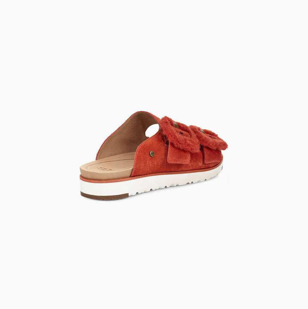 UGG Fluff Indio Sandalen Damen Rot Schweiz | 3Y0SGU9T