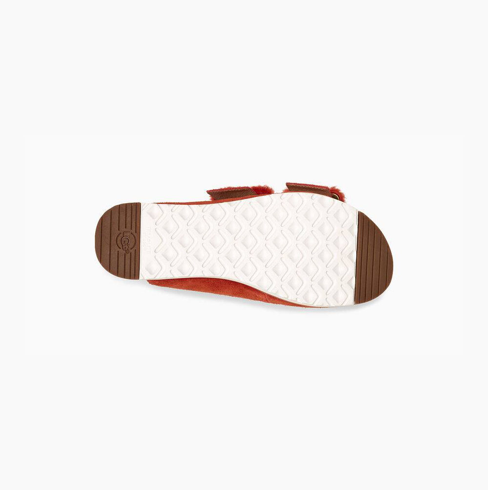 UGG Fluff Indio Sandalen Damen Rot Schweiz | 3Y0SGU9T