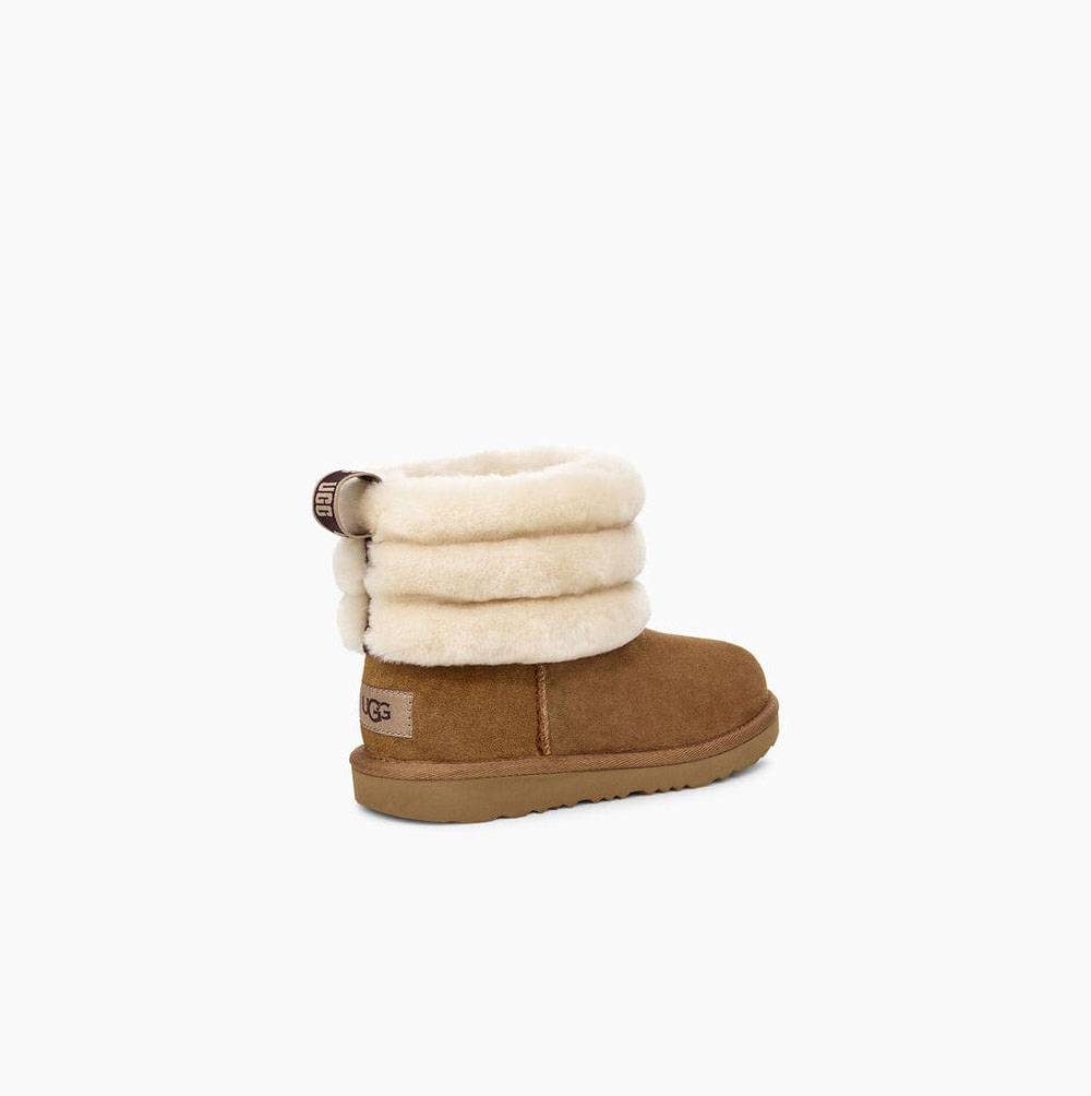 UGG Fluff Mini Gesteppte Stiefel Kinder Braun Schweiz | LU4MLG7A