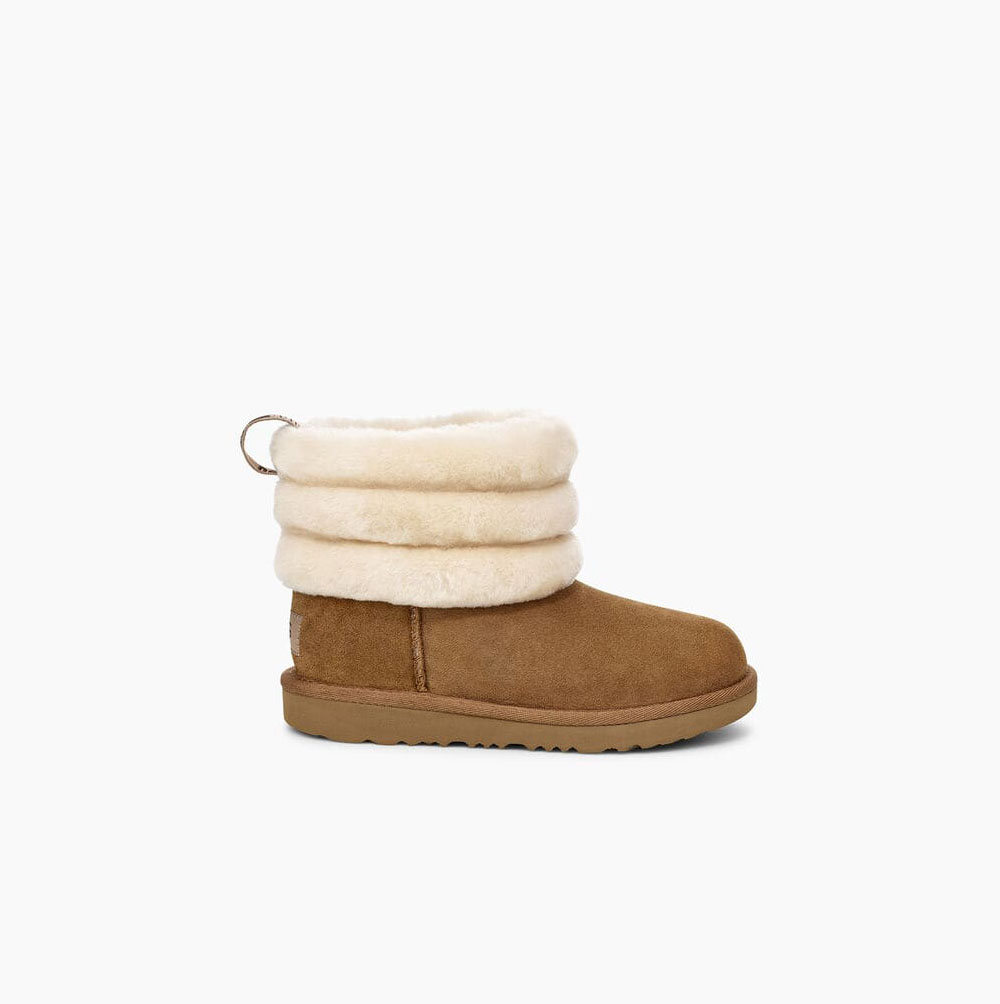 UGG Fluff Mini Gesteppte Stiefel Kinder Braun Schweiz | LU4MLG7A