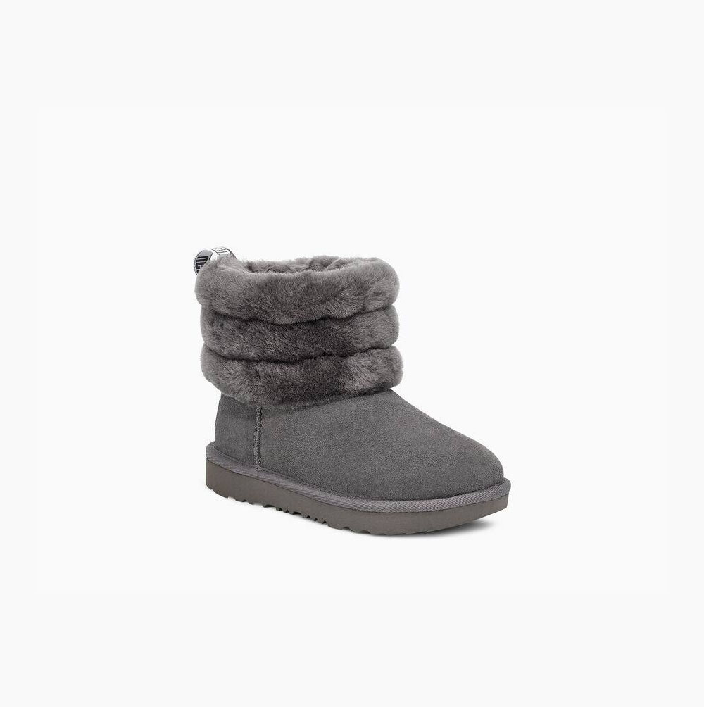 UGG Fluff Mini Gesteppte Stiefel Kinder Tiefesgrau Schweiz | AXCG389H