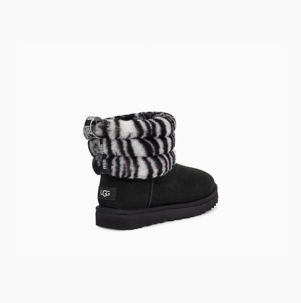 UGG Fluff Mini Zebra Gesteppte Stiefel Damen Schwarz Weiß Schweiz | BX94YZIN