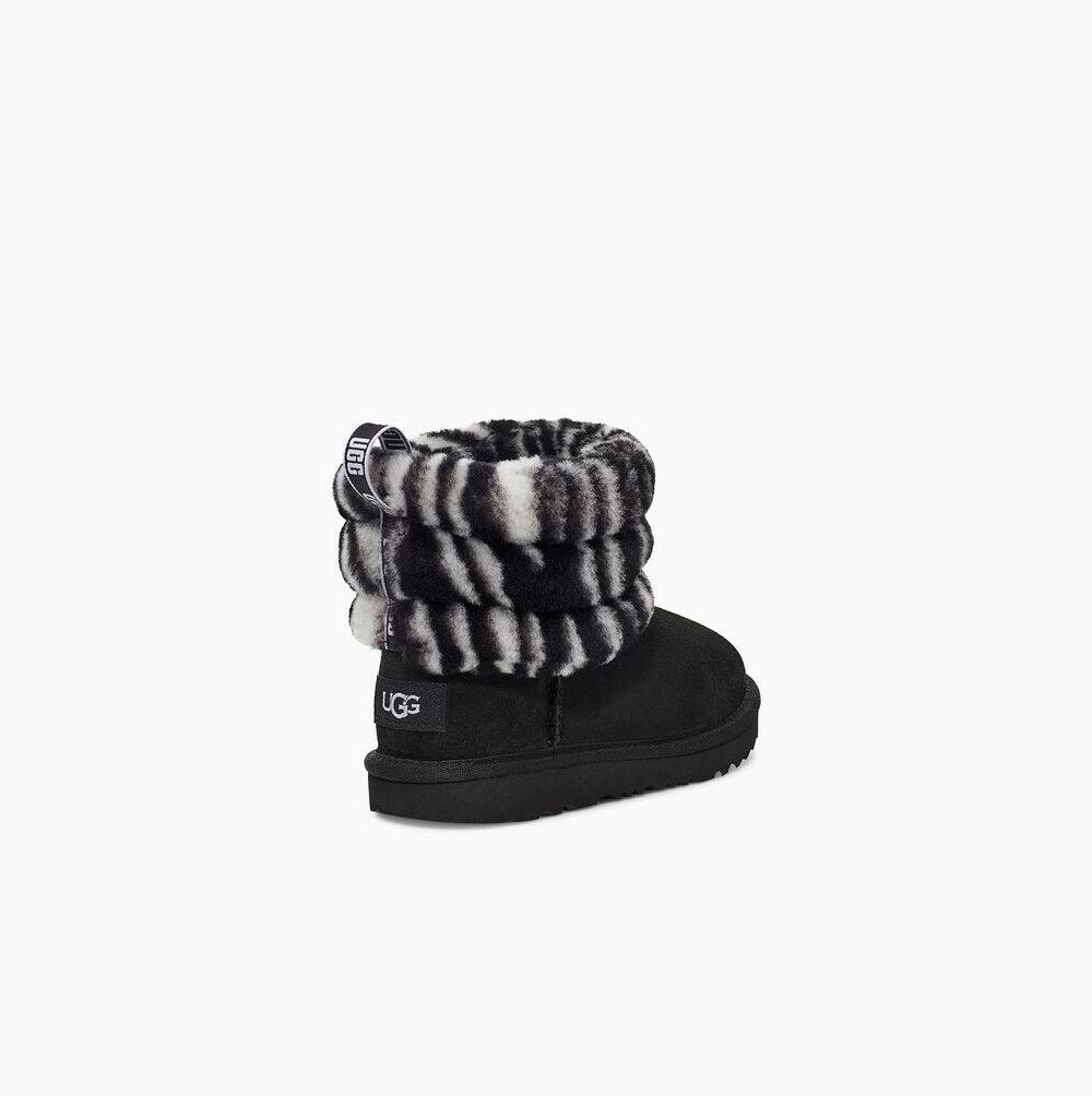 UGG Fluff Mini Zebra Gesteppte Stiefel Kinder Schwarz Weiß Schweiz | P0R0MG5Y