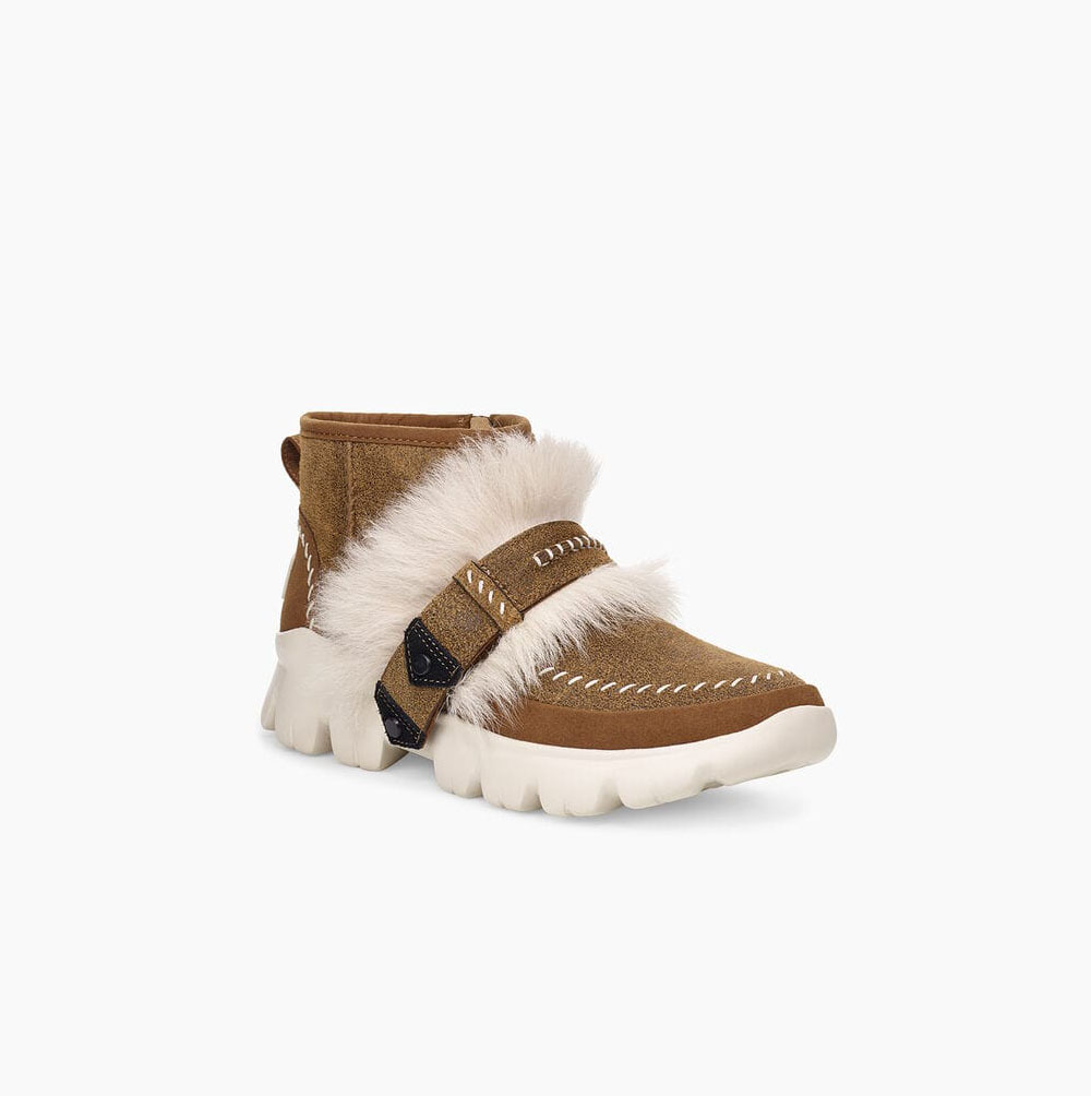 UGG Fluff Punk Stiefeletten Damen Braun Schweiz | JHH6KSI1