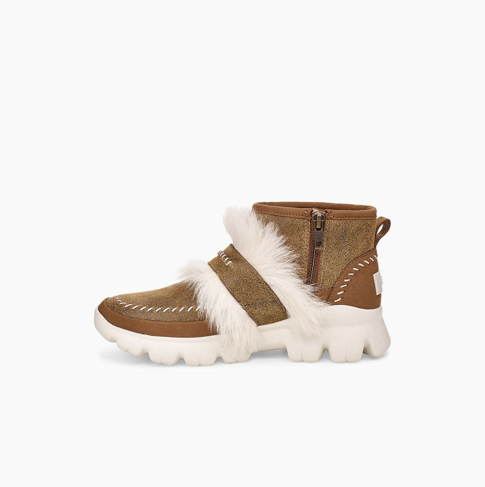 UGG Fluff Punk Stiefeletten Damen Braun Schweiz | JHH6KSI1