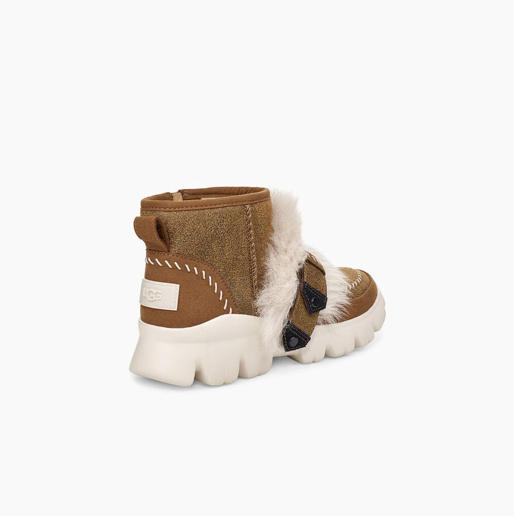 UGG Fluff Punk Stiefeletten Damen Braun Schweiz | JHH6KSI1