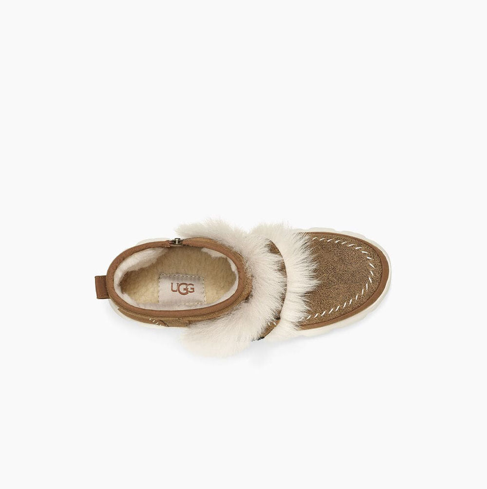 UGG Fluff Punk Stiefeletten Damen Braun Schweiz | JHH6KSI1