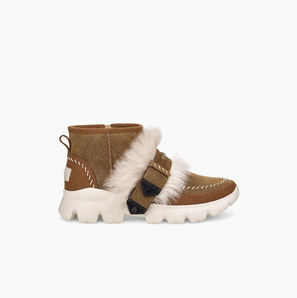 UGG Fluff Punk Stiefeletten Damen Braun Schweiz | JHH6KSI1