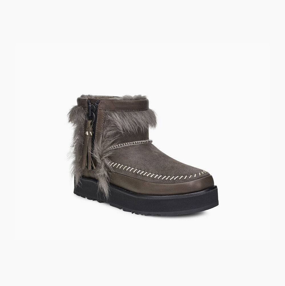 UGG Fluff Punk Winterstiefel Damen Schwarz Olivgrün Schweiz | 5JCJ8V3F