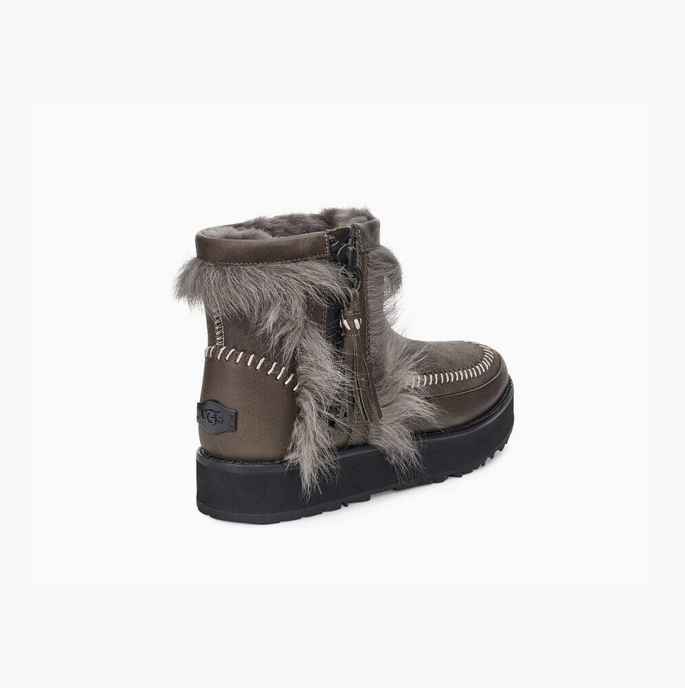 UGG Fluff Punk Winterstiefel Damen Schwarz Olivgrün Schweiz | 5JCJ8V3F