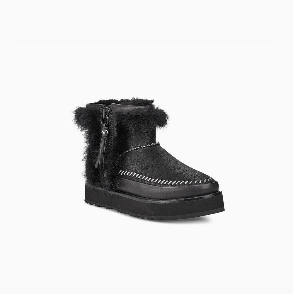 UGG Fluff Punk Winterstiefel Damen Schwarz Schweiz | FA3RN4G2