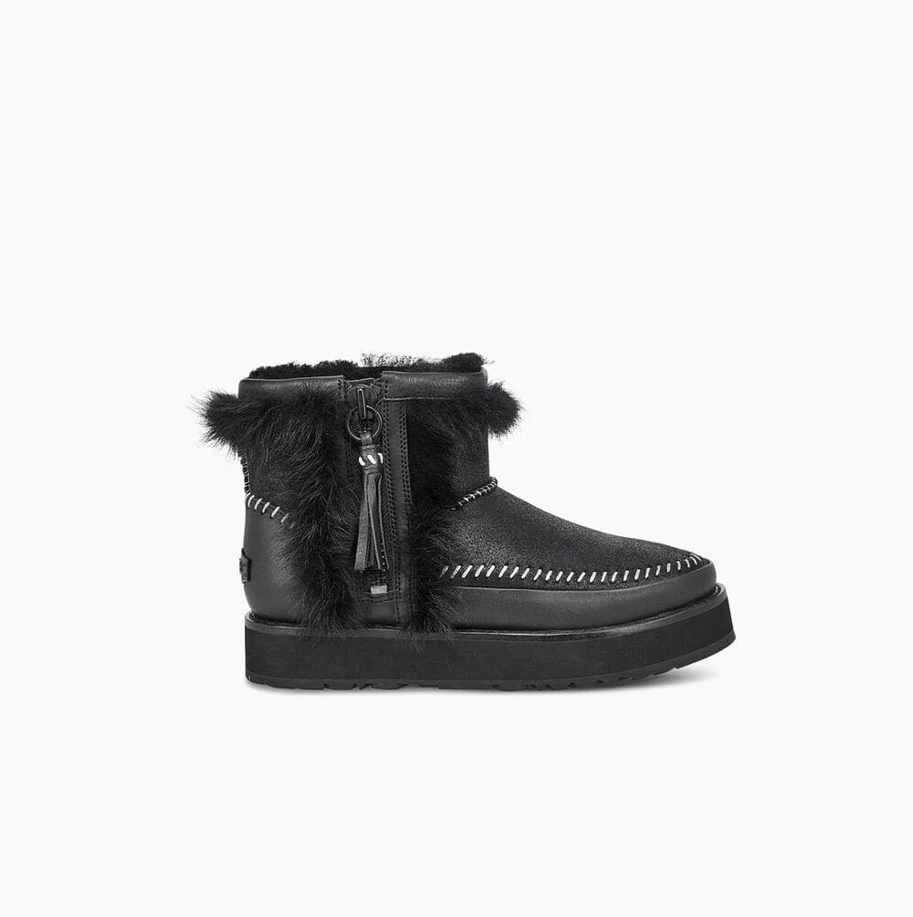 UGG Fluff Punk Winterstiefel Damen Schwarz Schweiz | FA3RN4G2