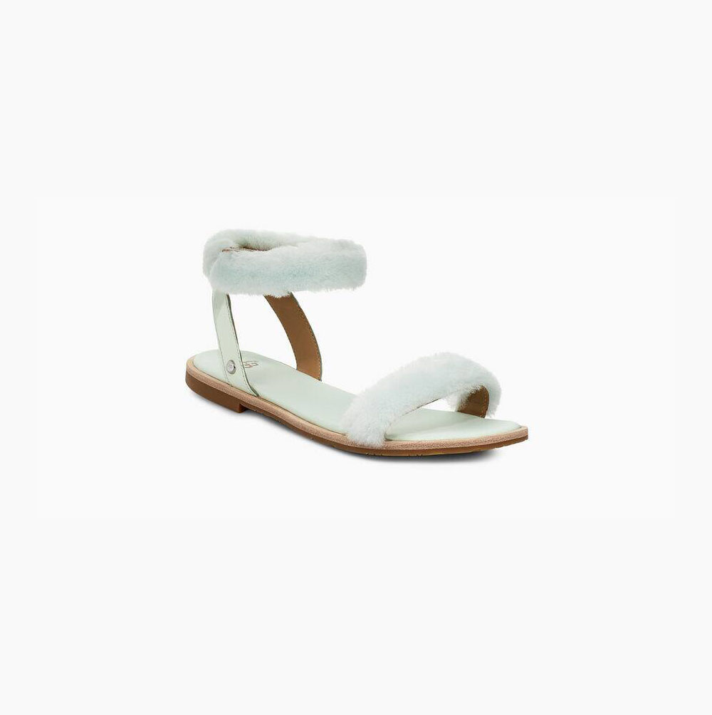 UGG Fluff Springs Lack Sandalen Damen Weiß Schweiz | WDWTCI0K