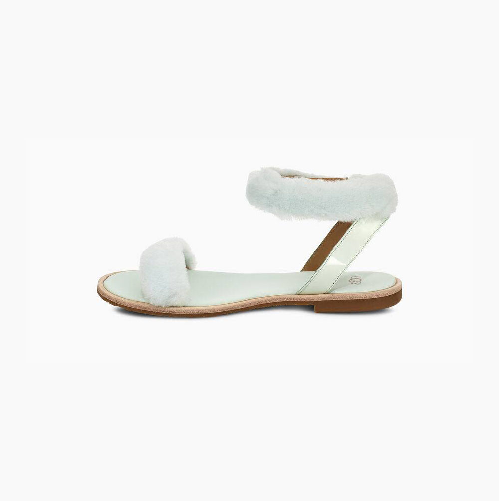 UGG Fluff Springs Lack Sandalen Damen Weiß Schweiz | WDWTCI0K