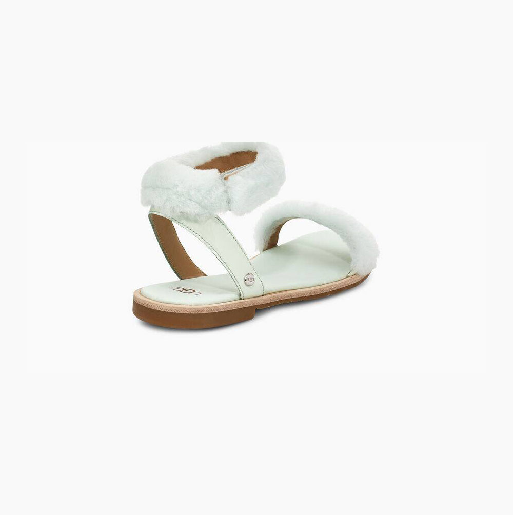 UGG Fluff Springs Lack Sandalen Damen Weiß Schweiz | WDWTCI0K