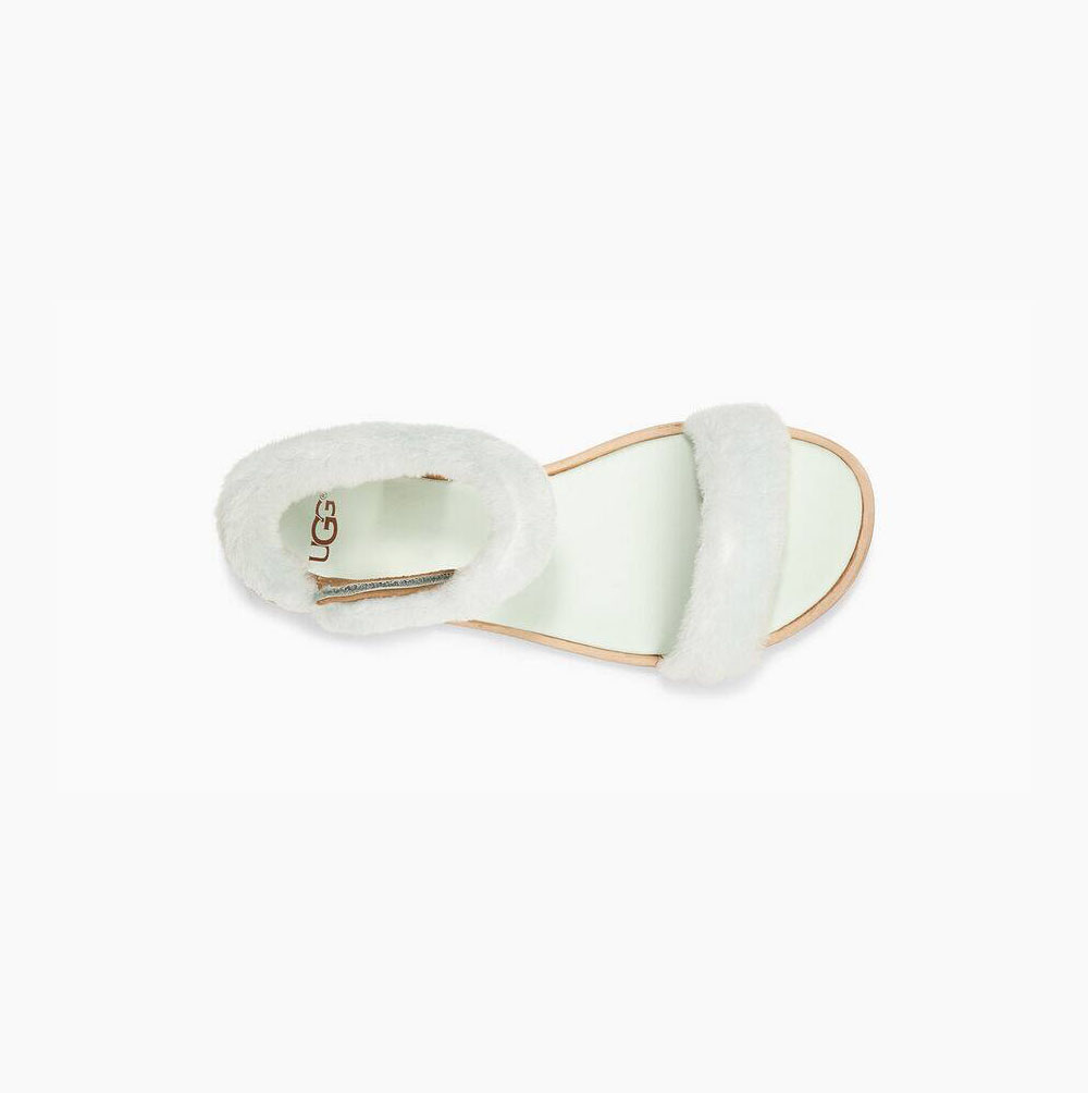 UGG Fluff Springs Lack Sandalen Damen Weiß Schweiz | WDWTCI0K