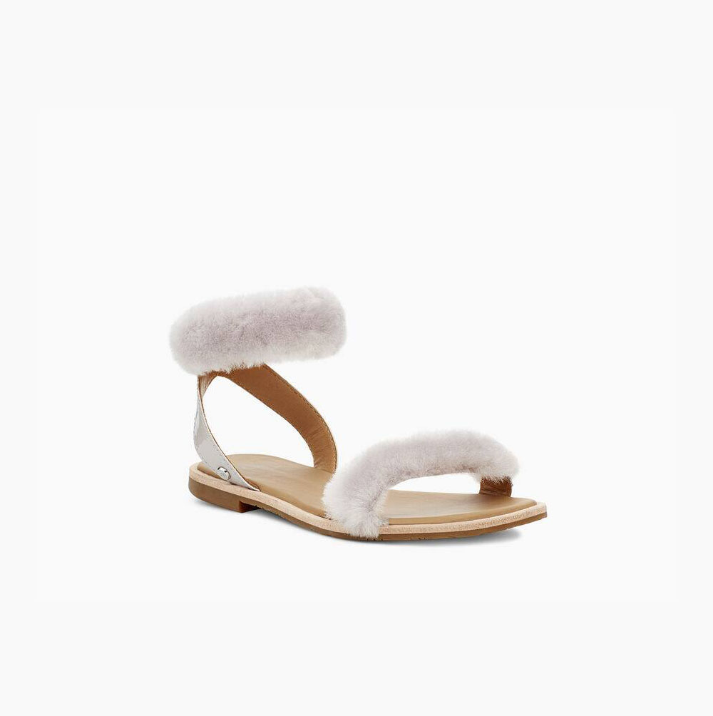 UGG Fluff Springs Lack Sandalen Damen Weiß Schweiz | ZEHLHSKK