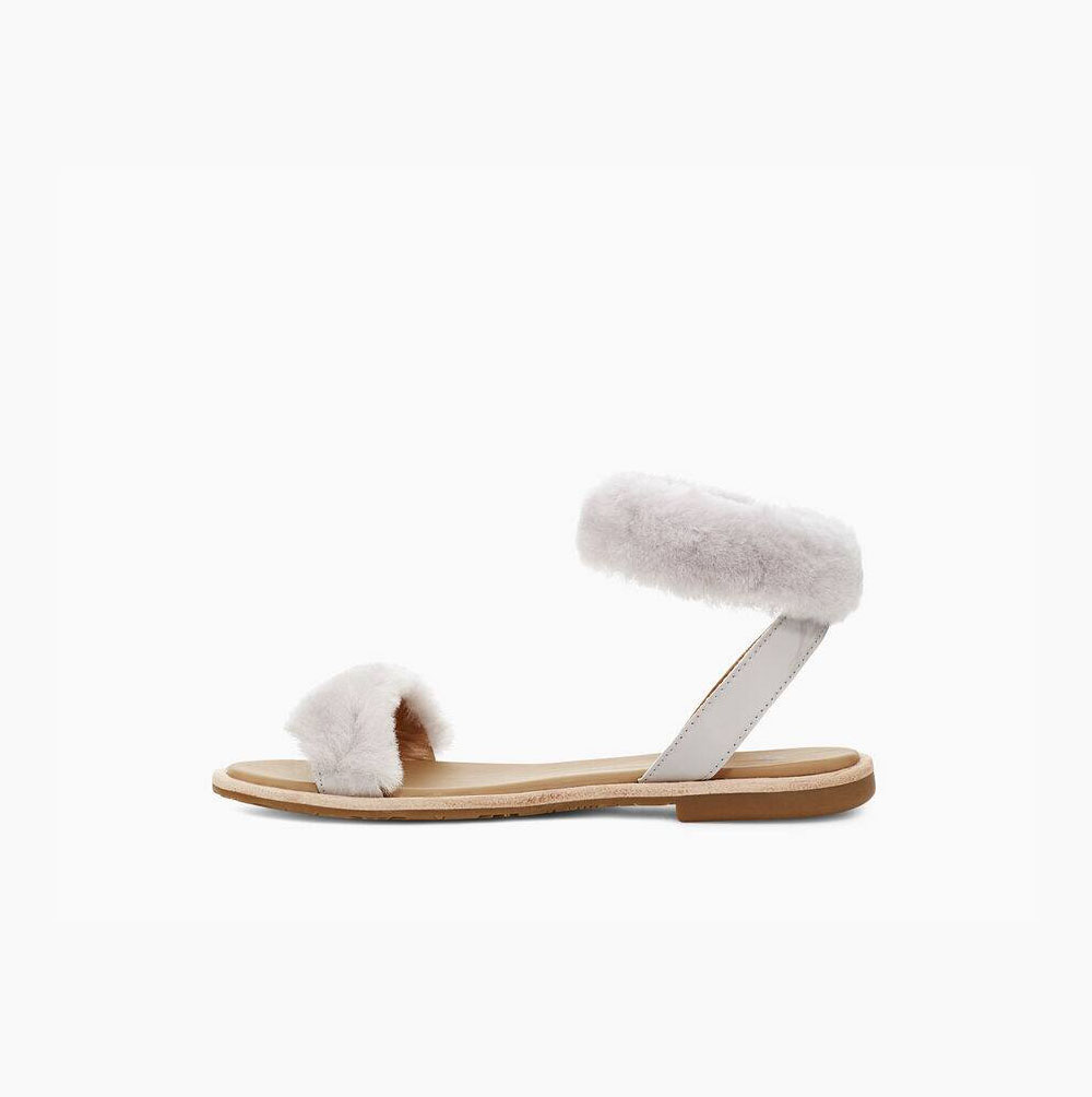 UGG Fluff Springs Lack Sandalen Damen Weiß Schweiz | ZEHLHSKK