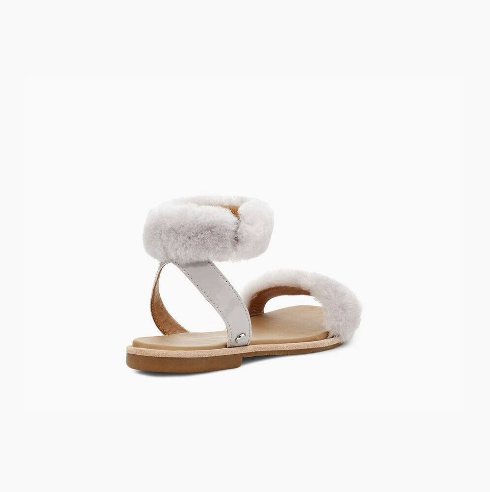 UGG Fluff Springs Lack Sandalen Damen Weiß Schweiz | ZEHLHSKK