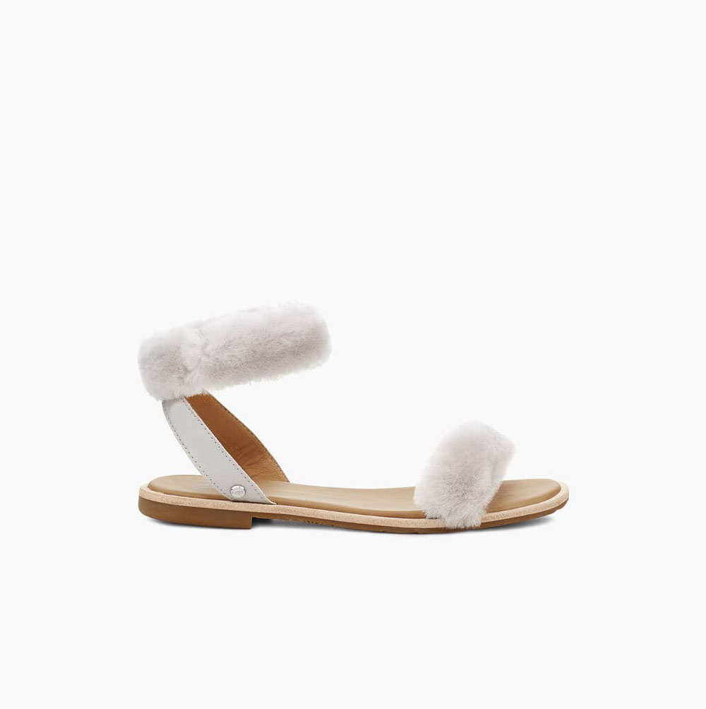 UGG Fluff Springs Lack Sandalen Damen Weiß Schweiz | ZEHLHSKK