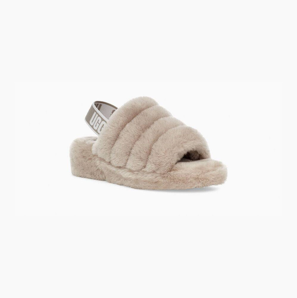 UGG Fluff Yeah Badelatschen Sandalen Damen Beige Schweiz | I0NI1Z2R