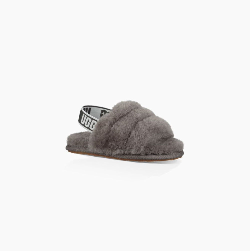 UGG Fluff Yeah Badelatschen Sandalen Kinder Tiefesgrau Schweiz | 0UKUU9NT