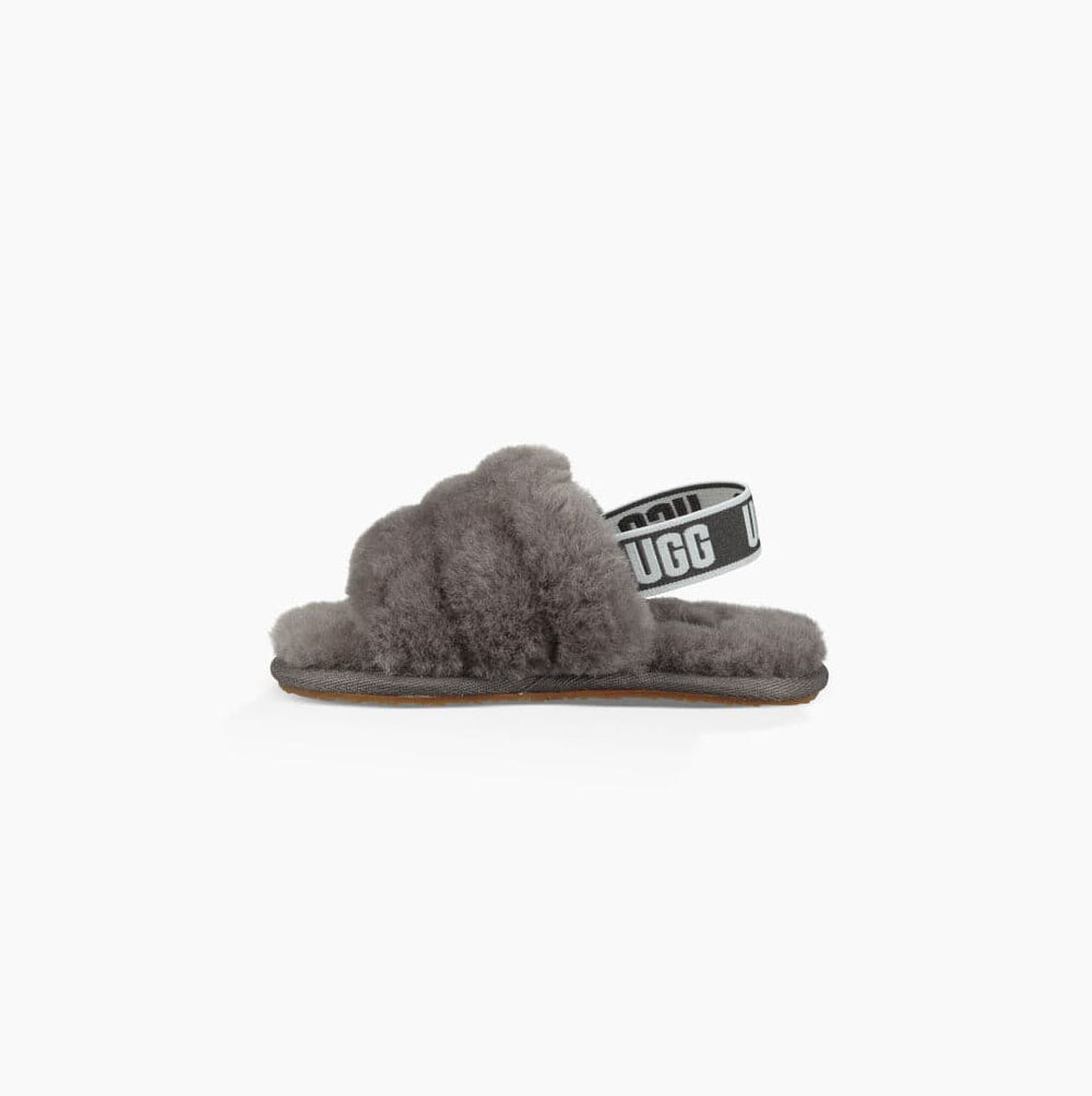 UGG Fluff Yeah Badelatschen Sandalen Kinder Tiefesgrau Schweiz | 0UKUU9NT