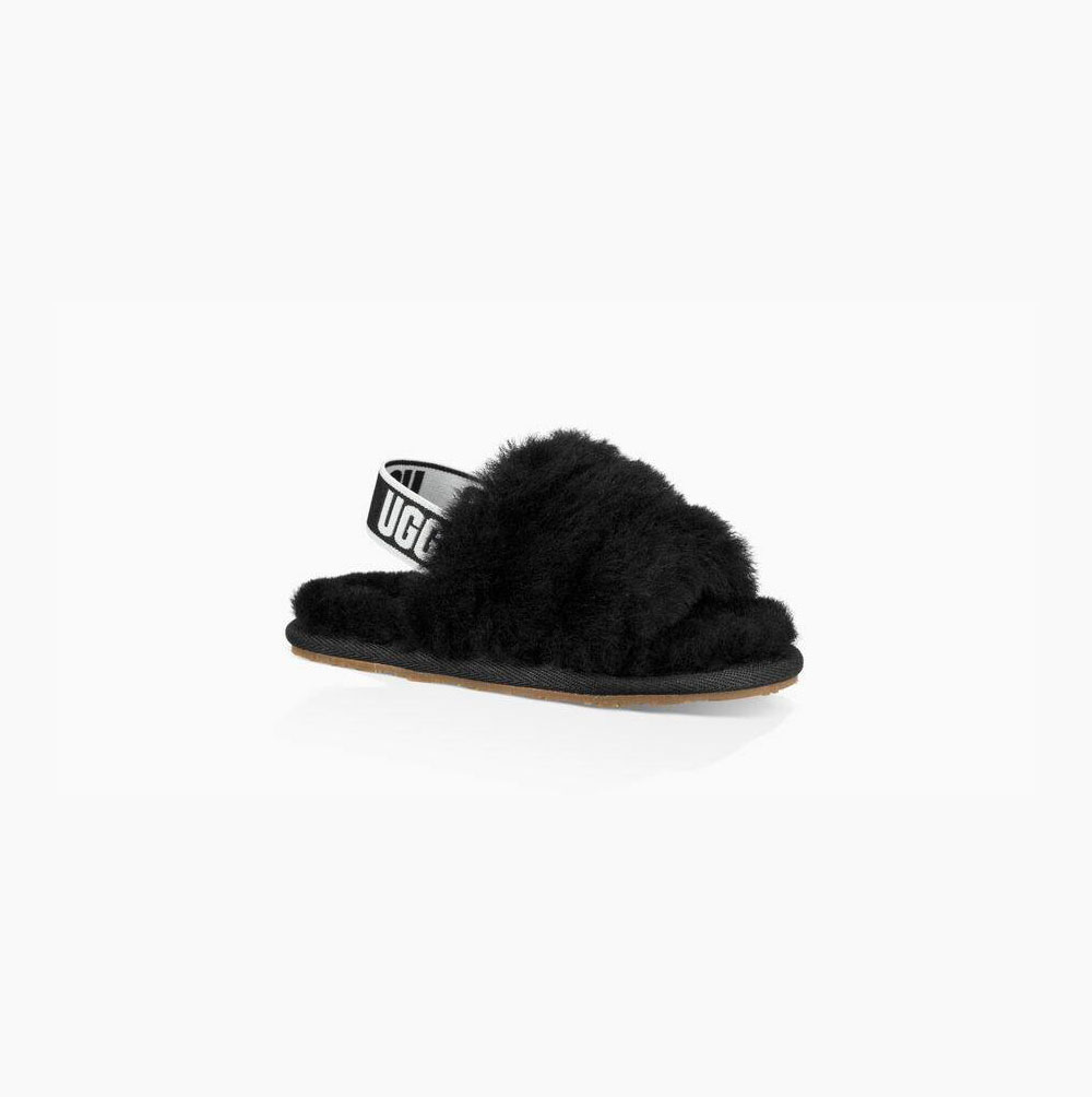 UGG Fluff Yeah Badelatschen Sandalen Kinder Schwarz Schweiz | FE9EPAXN