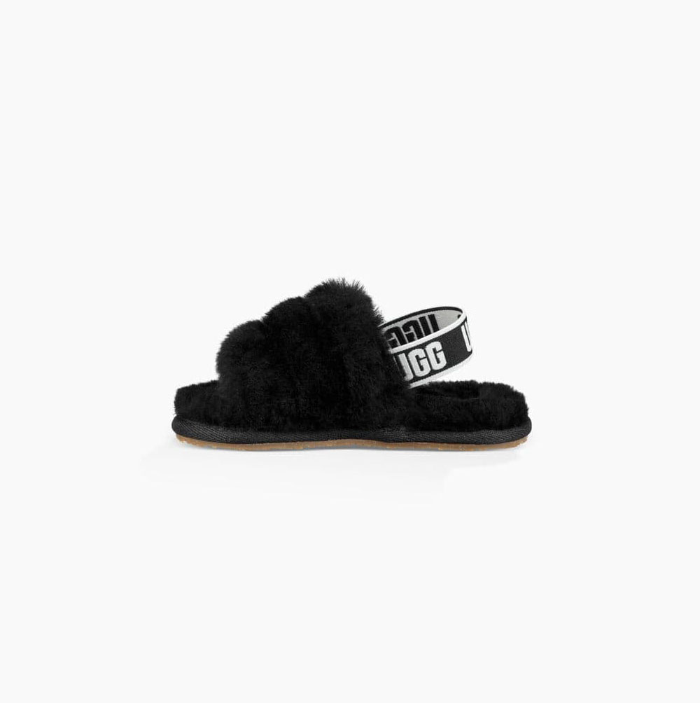 UGG Fluff Yeah Badelatschen Sandalen Kinder Schwarz Schweiz | FE9EPAXN