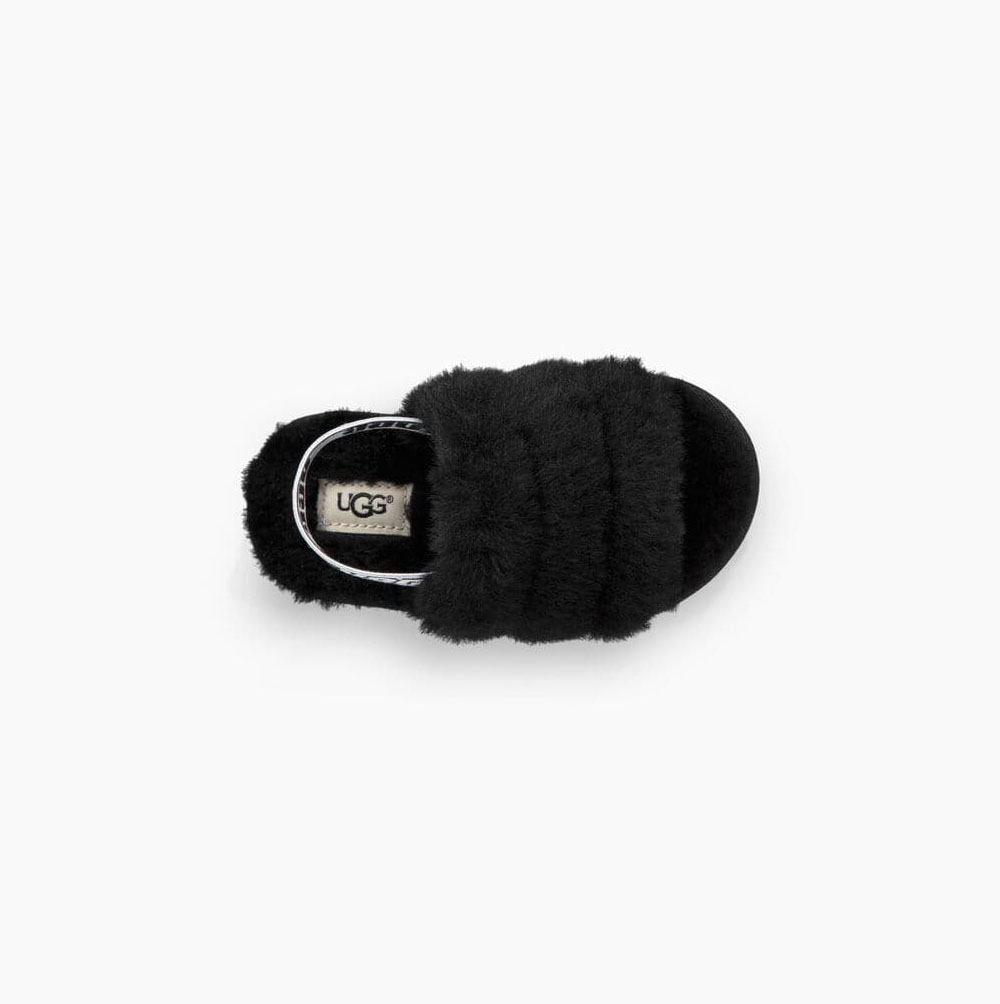 UGG Fluff Yeah Badelatschen Sandalen Kinder Schwarz Schweiz | FE9EPAXN