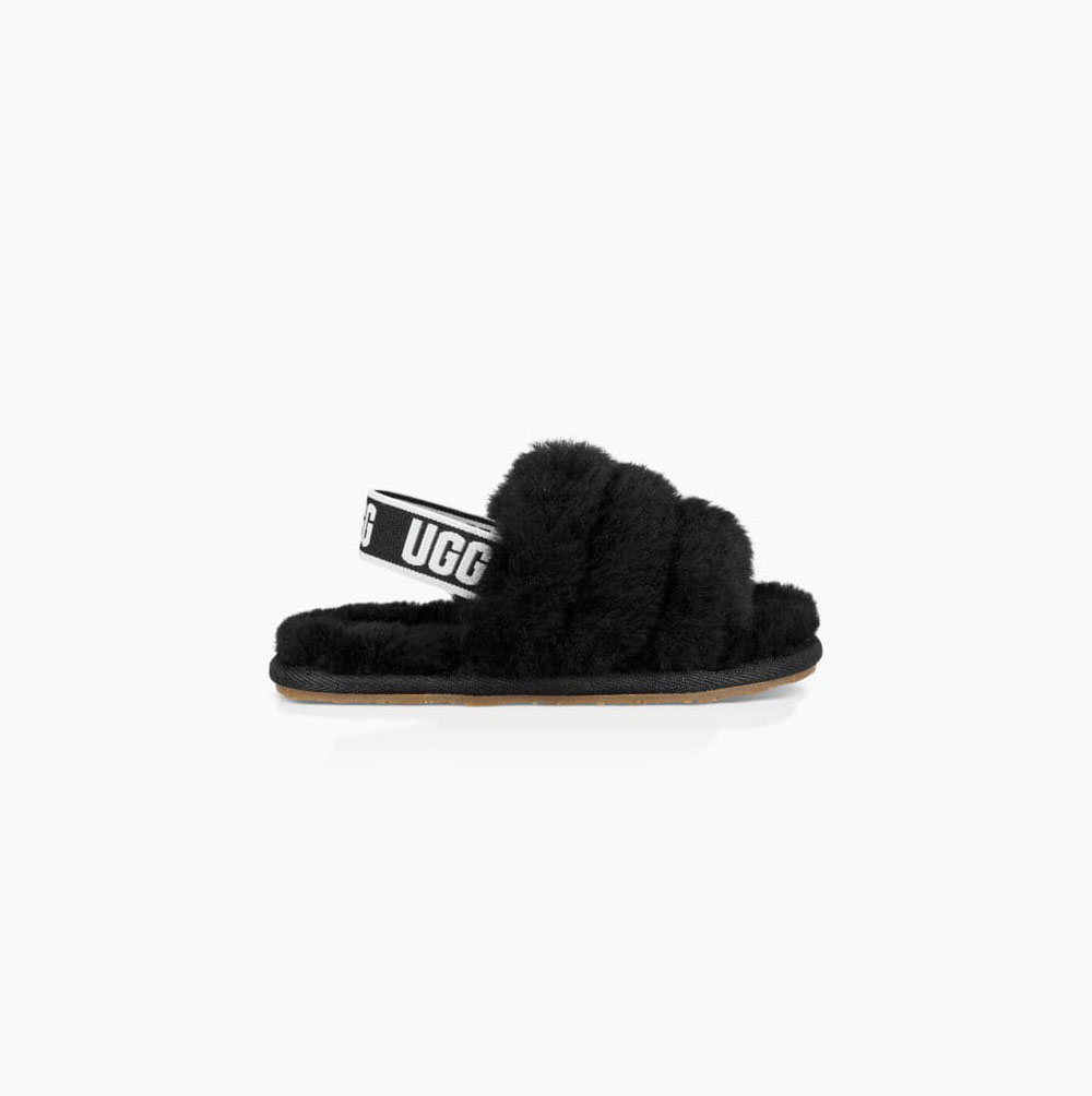 UGG Fluff Yeah Badelatschen Sandalen Kinder Schwarz Schweiz | FE9EPAXN