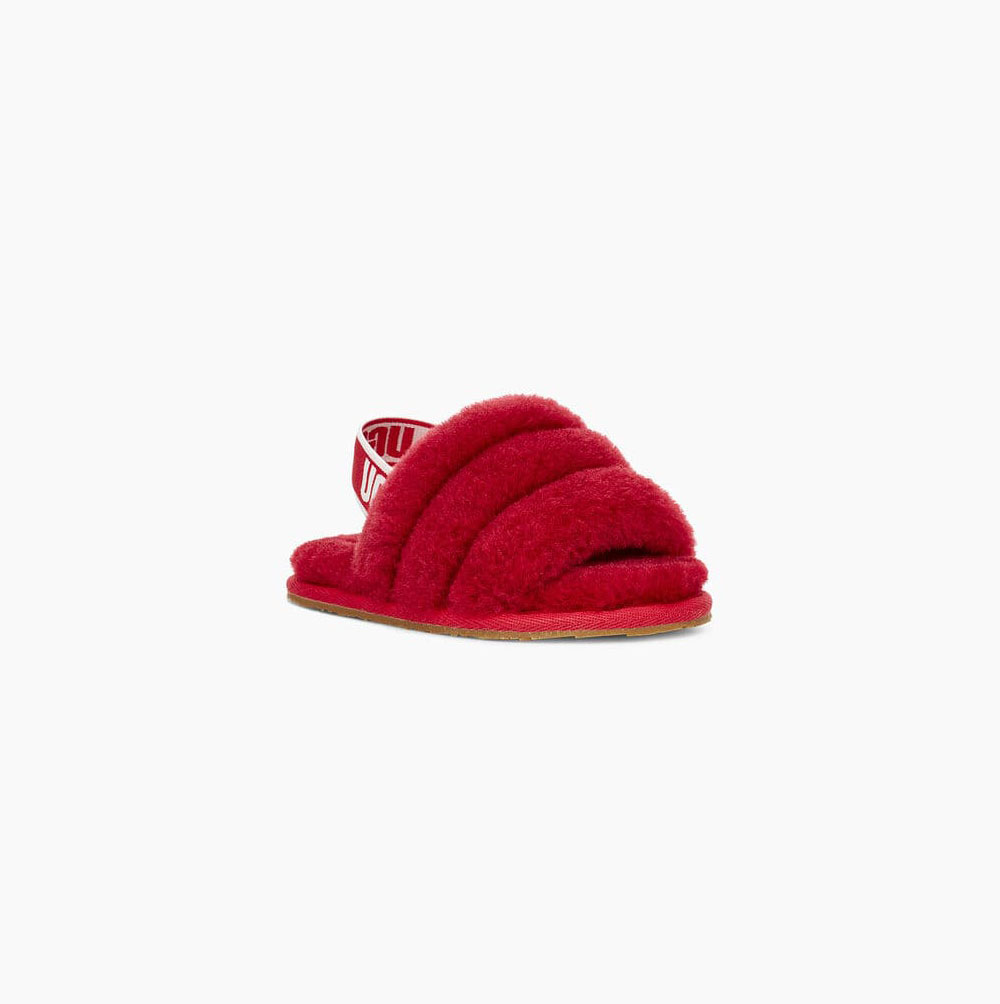 UGG Fluff Yeah Badelatschen Sandalen Kinder Rot Schweiz | G50723IY