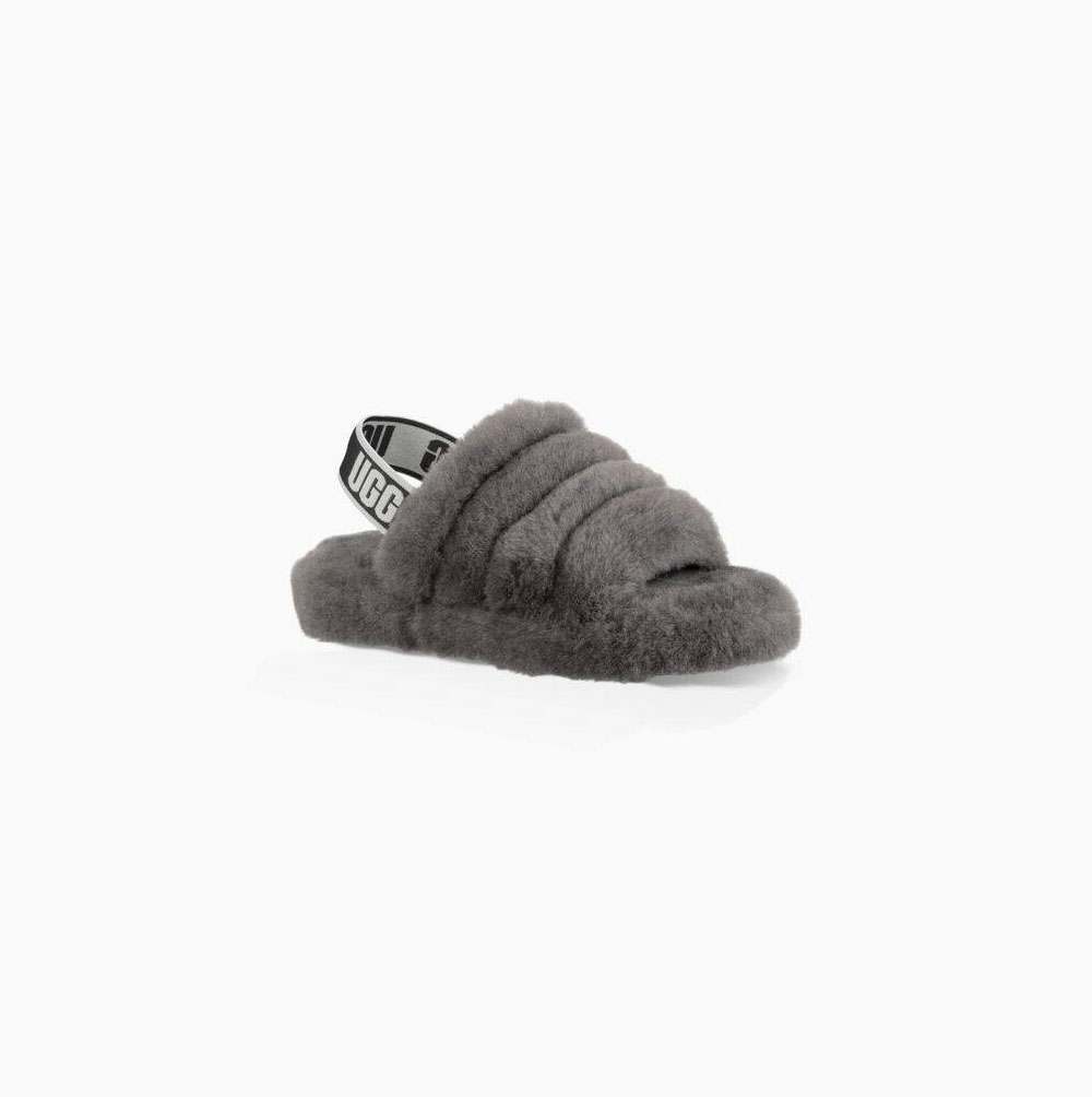 UGG Fluff Yeah Badelatschen Sandalen Kinder Tiefesgrau Schweiz | GK6VUS71