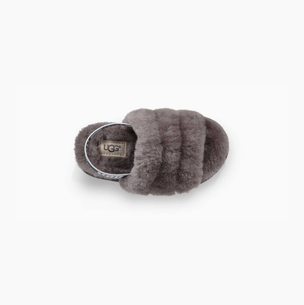 UGG Fluff Yeah Badelatschen Sandalen Kinder Tiefesgrau Schweiz | T9R2JGCF