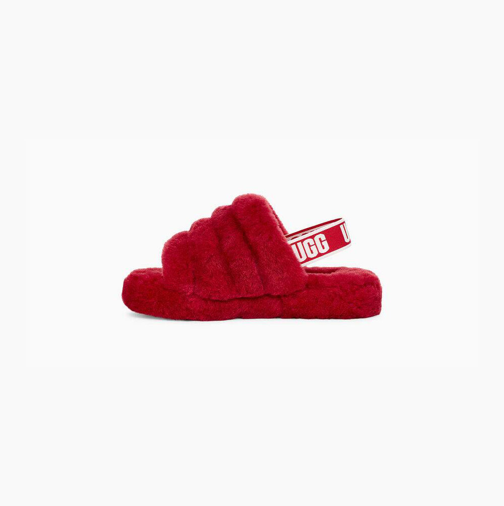 UGG Fluff Yeah Badelatschen Sandalen Kinder Rot Schweiz | U88TSXTL