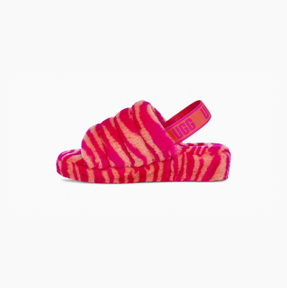 UGG Fluff Yeah Badelatschen Zebra Sandalen Damen Rosa Schweiz | 1M0D8M2V